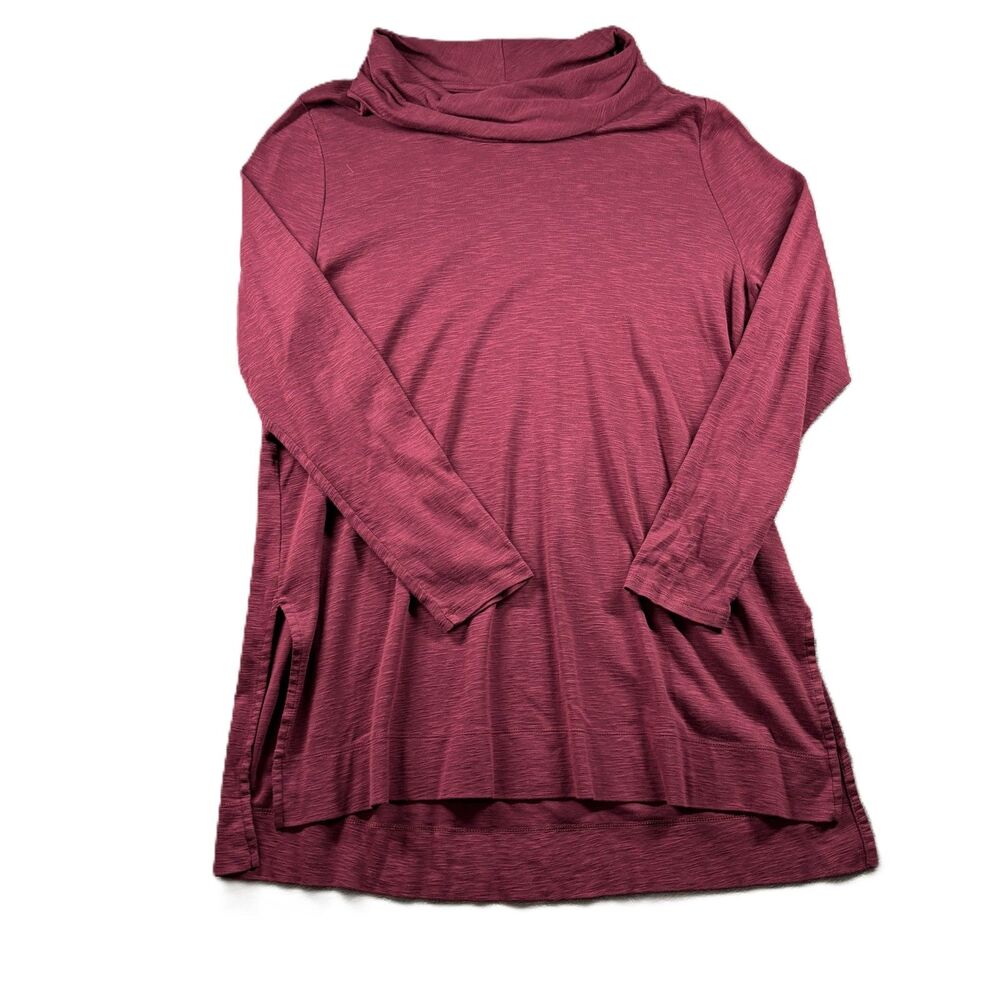 J. Jill Women Tunic Top Cowl Neck Pima Cotton Lagenlook Burgundy XL Tall Q187